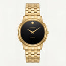 Luxury Gold Stainless Steel Minimalist Watch Black Dial Slim Hands Quartz Dress Watch – Men