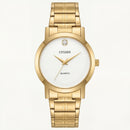 Luxury Gold Stainless Steel Minimalist Watch White Dial Diamond Marker Slim Quartz Dress Watch – Men