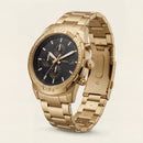 Luxury Gold Stainless Steel Chronograph Watch Black Dial Multi-Subdial Date Display Sport Watch – Men