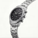 Luxury Silver Stainless Steel Chronograph Watch Black Dial Multi-Subdial Date Display Sport Watch – Men