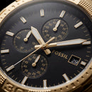Luxury Gold Stainless Steel Chronograph Watch Black Dial Multi-Subdial Date Display Sport Watch – Men