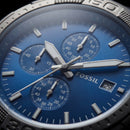 Premium Gunmetal Stainless Steel Chronograph Watch Blue Sunburst Dial Date Display Sport Luxury Watch – Men
