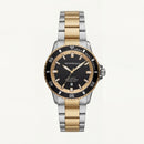 Premium Two-Tone Stainless Steel Diver Style Watch Black Dial Gold Accents Date Display Sport Luxury Watch – Men