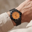 Premium Black Stainless Steel Diver Style Watch Orange Dial Date Display Sport Luxury Watch – Men