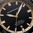 Premium Two-Tone Stainless Steel Diver Style Watch Black Dial Gold Accents Date Display Sport Luxury Watch – Men