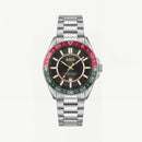 Premium Silver Stainless Steel Watch Black Dial Tricolor Sport Bezel Date Display Classic Luxury Watch – Men