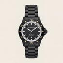 Premium Black Stainless Steel Diver Style Watch Black Dial Gold Accent Bezel Date Display Sport Luxury Watch – Men