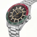 Premium Silver Stainless Steel Watch Black Dial Tricolor Sport Bezel Date Display Classic Luxury Watch – Men