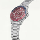 Premium Silver Stainless Steel Sport Watch Red Dial Dual-Tone Bezel Date Display Classic Luxury Watch – Men