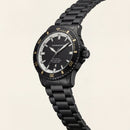 Premium Black Stainless Steel Diver Style Watch Black Dial Gold Accent Bezel Date Display Sport Luxury Watch – Men