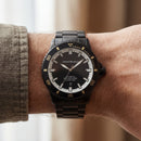 Premium Black Stainless Steel Diver Style Watch Black Dial Gold Accent Bezel Date Display Sport Luxury Watch – Men