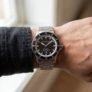 Premium Silver Stainless Steel Diver Style Watch Black Dial White Ring Date Display Sport Luxury Watch – Men