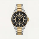 Premium Two-Tone Stainless Steel Watch Black Dial Gold Accent Bezel Date Display Classic Luxury Watch – Men