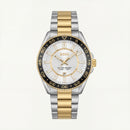 Premium Two-Tone Stainless Steel Watch White Dial Gold Accent Bezel Date Display Classic Luxury Watch – Men