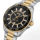 Premium Two-Tone Stainless Steel Watch Black Dial Gold Accent Bezel Date Display Classic Luxury Watch – Men
