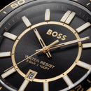 Premium Two-Tone Stainless Steel Watch Black Dial Gold Accent Bezel Date Display Classic Luxury Watch – Men