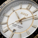 Premium Two-Tone Stainless Steel Watch White Dial Gold Accent Bezel Date Display Classic Luxury Watch – Men