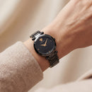 Black Round Case Luxury Medusa Dial Gold Hands Stainless Steel Bracelet Watch – Women