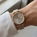 Two-Tone Rose Gold & Silver Crystal Accent Dial Luxury Bracelet Watch – Women
