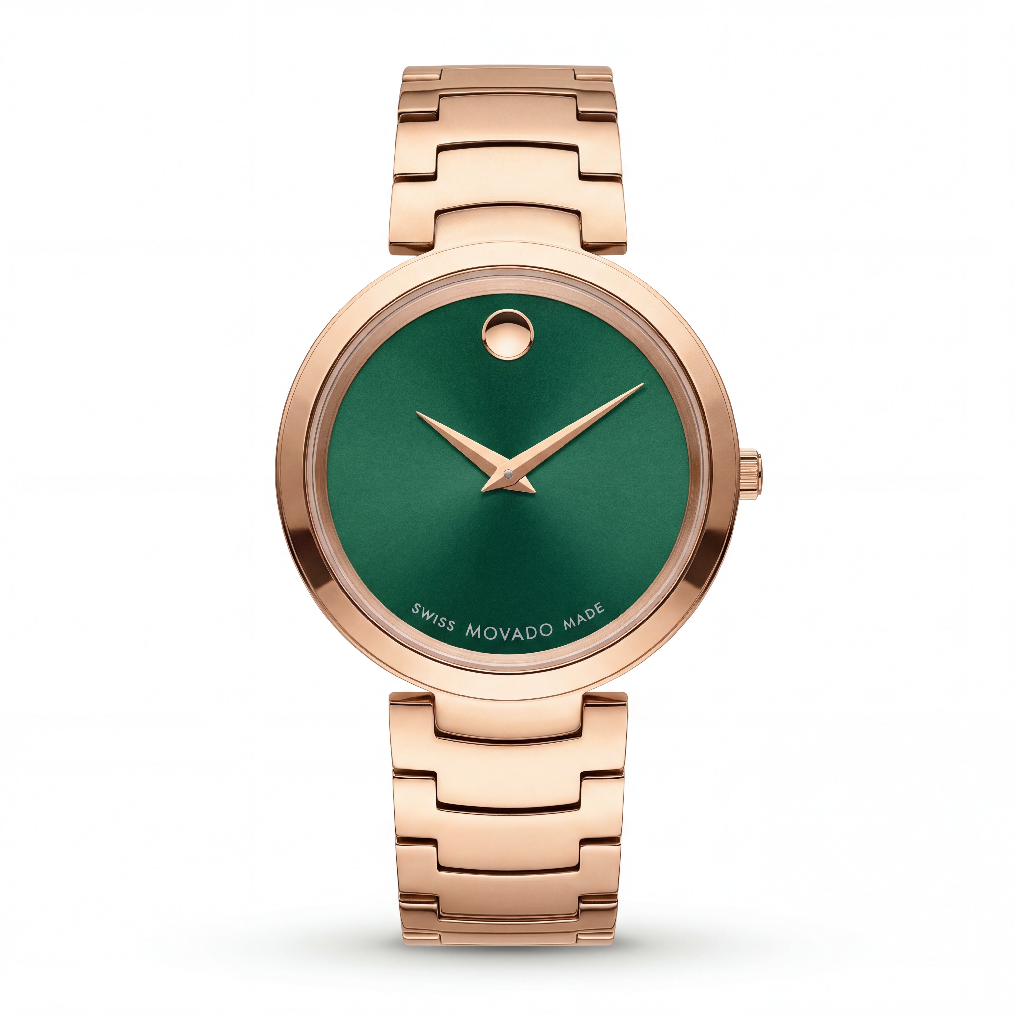 Rose Gold Minimalist Emerald Green Sunray Dial Luxury Bracelet Watch – Women