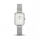 Classic White Rectangular Dial Silver Mesh Minimal Watch