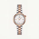 Two-Tone Steel & Rose Gold Roman Dial Elegant Bracelet Watch – Women