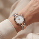 Two-Tone Steel & Rose Gold Roman Dial Elegant Bracelet Watch – Women