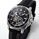 Premium Automatic Men’s Watch with Open Heart Dial & Black Strap