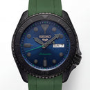 Black Automatic Dive Men’s Watch with Blue Dial & Green Strap