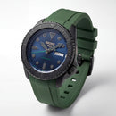 Black Automatic Dive Men’s Watch with Blue Dial & Green Strap
