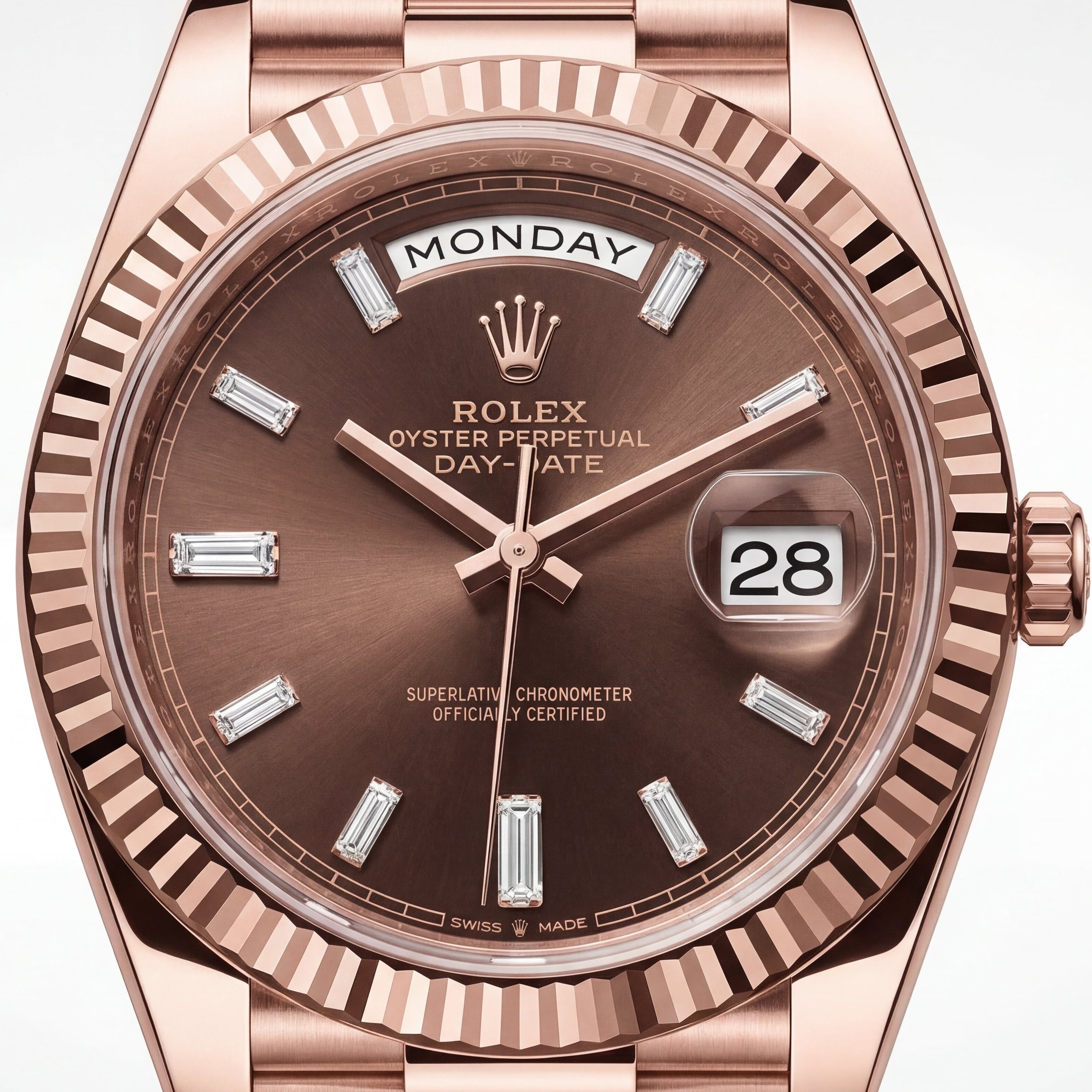 Rose Gold Day-Date Luxury Stainless Steel Watch