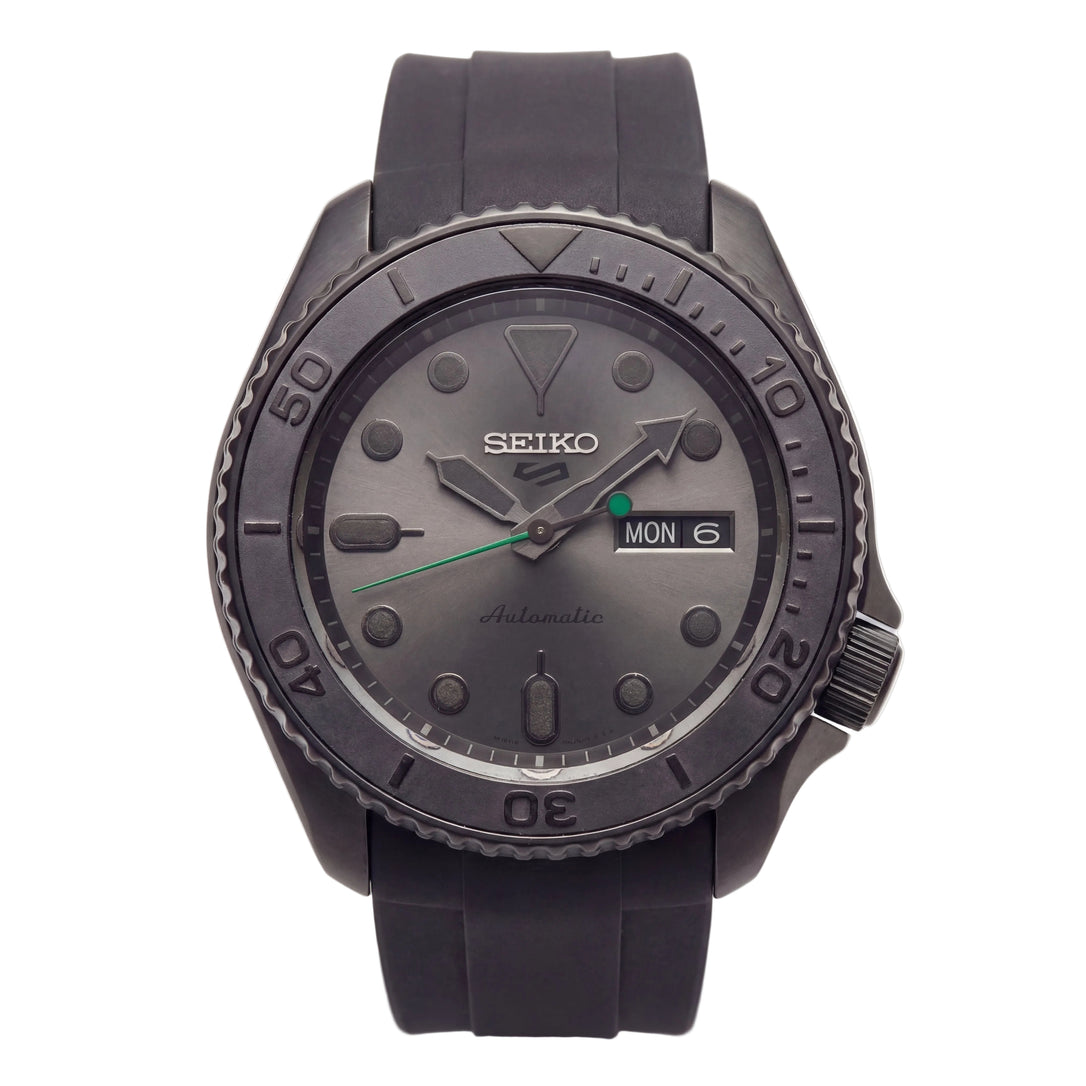 All-Black Automatic Dive Men’s Watch with Matte Grey Dial