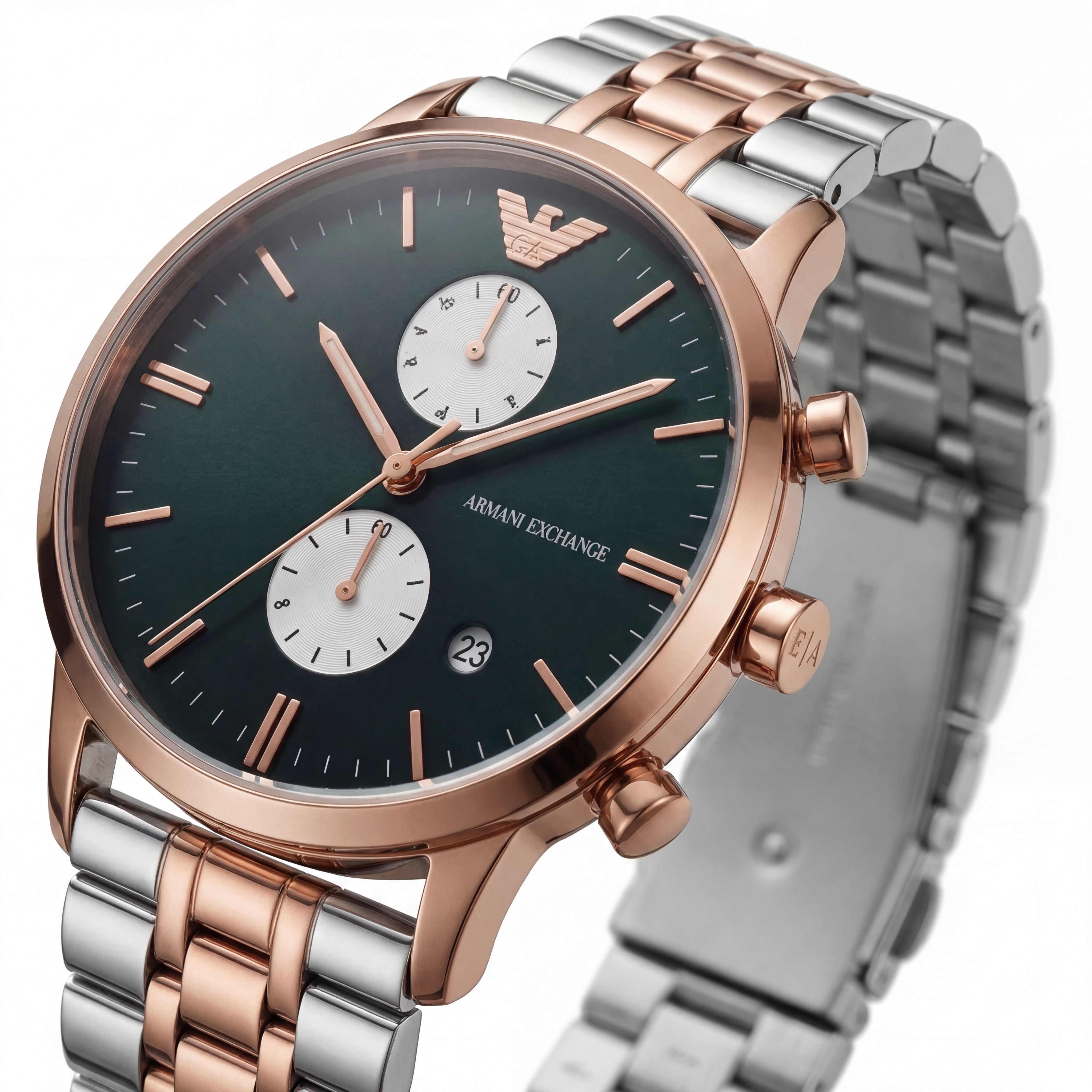 Two-Tone Rose Gold Chronograph Luxury Men’s Watch with Deep Blue Dial