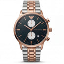 Two-Tone Rose Gold Chronograph Luxury Men’s Watch with Deep Blue Dial