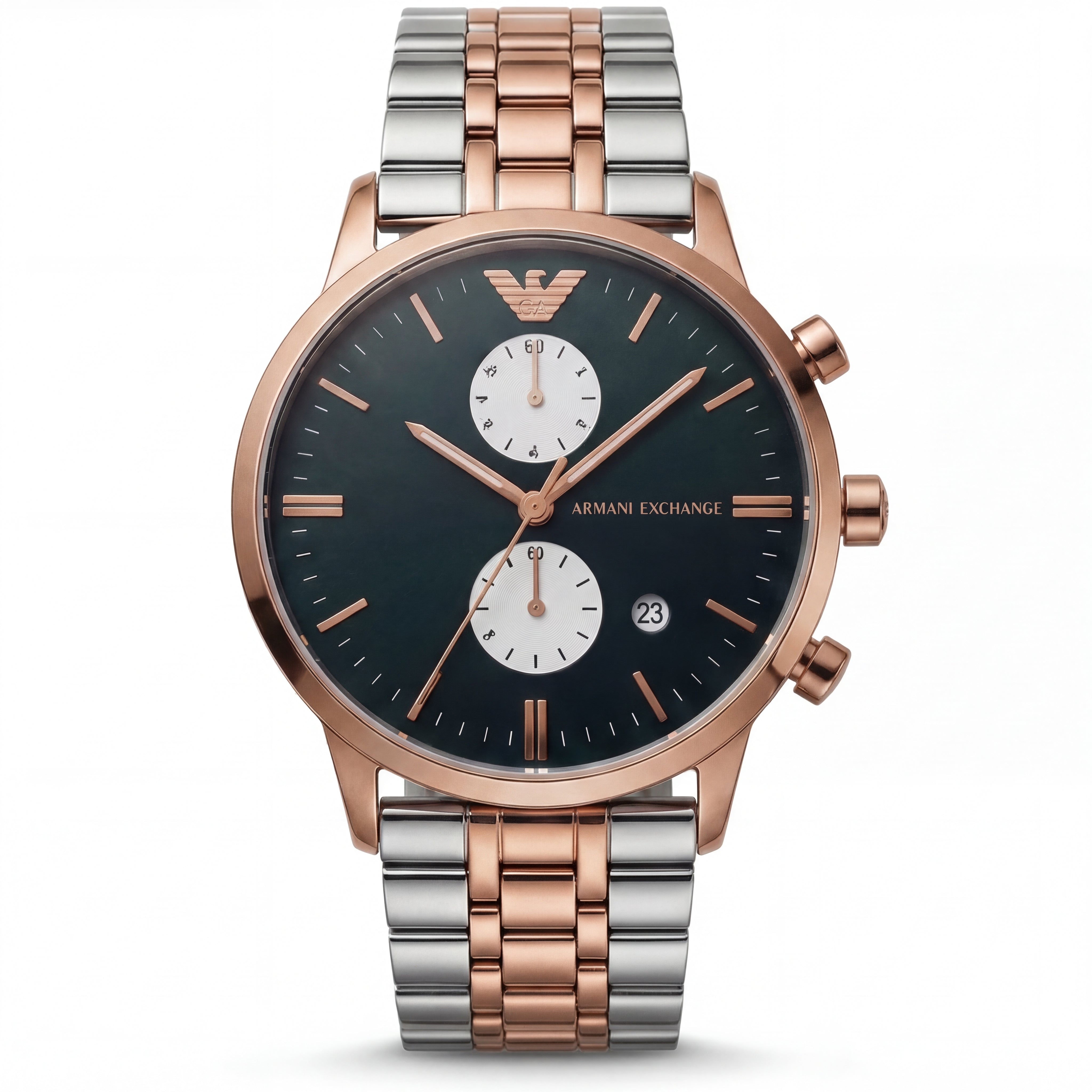 Two-Tone Rose Gold Chronograph Luxury Men’s Watch with Deep Blue Dial