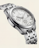 Silver Stainless Steel Chronograph Tachymeter Watch with Metal Bracelet