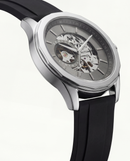 Silver Skeleton Automatic Dial Black Silicone Strap Men’s Watch