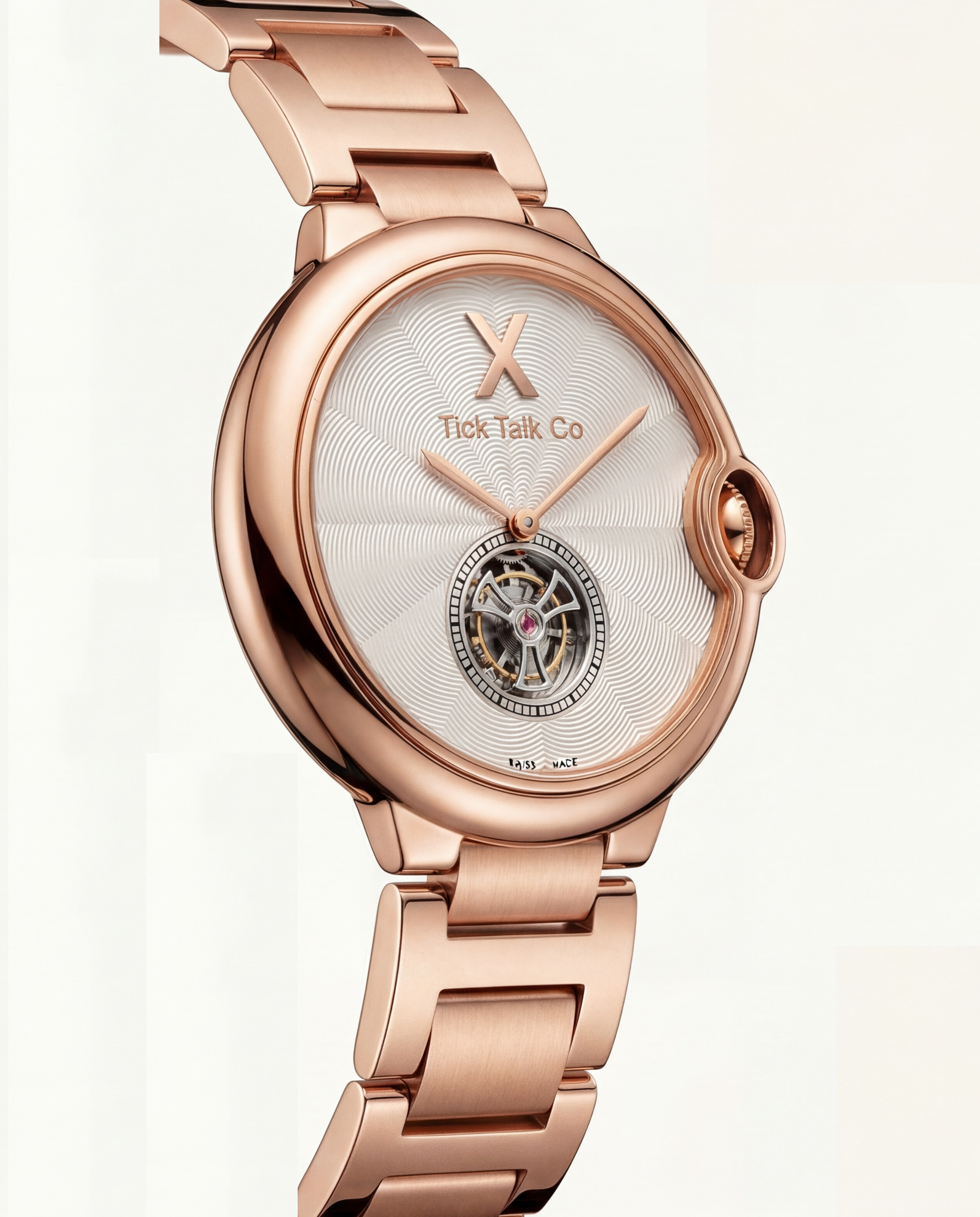 Rose Gold Guilloché Dial Open-Heart Automatic Watch