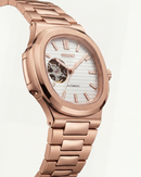 Rose Gold Open-Heart Automatic Steel Watch