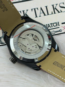 Premium White Skeleton Dial Brown Leather Strap Watch – Men