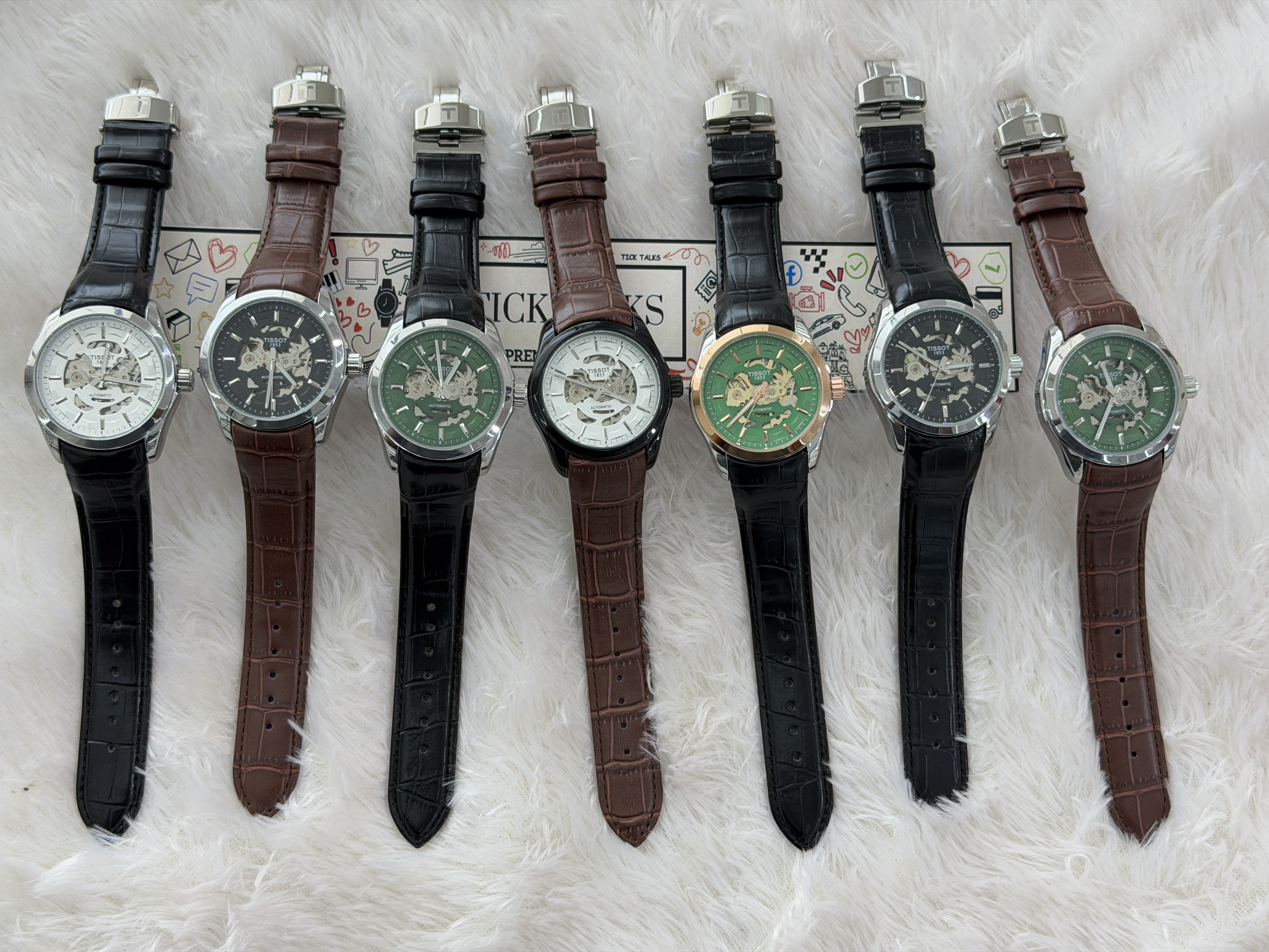 Premium Black Skeleton Dial Leather Strap Watch – Men
