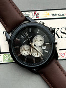 Premium Black Chronograph Leather Luxury Watch – Men