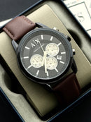 Premium Black Chronograph Leather Luxury Watch – Men