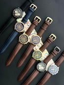 Premium Black Chronograph Leather Luxury Watch – Men