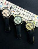 Premium Gold Racing Chronograph Black Rubber Strap Luxury Watch – Men