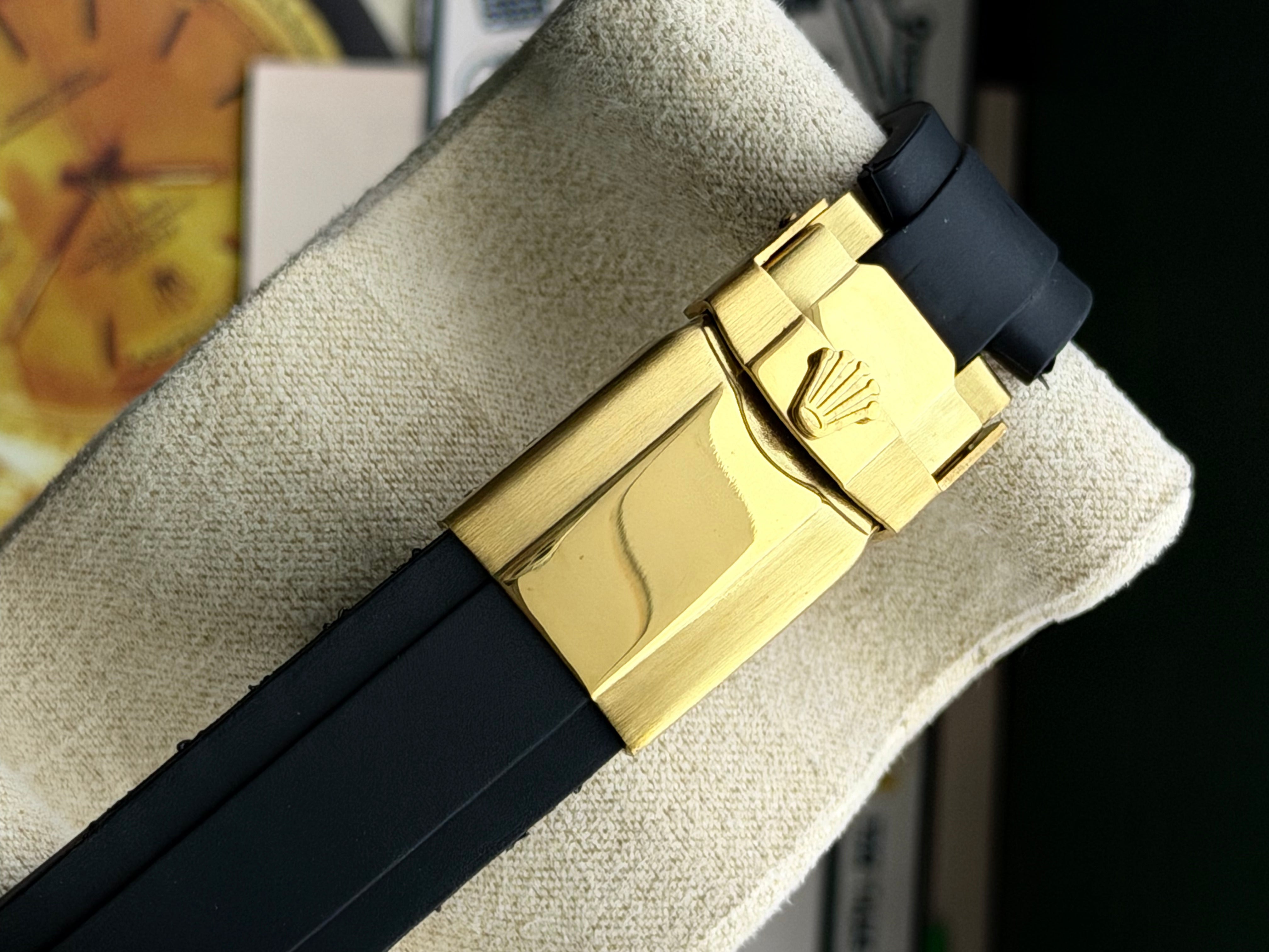 Premium Gold Racing Chronograph Black Rubber Strap Luxury Watch – Men