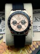 Premium Rose Gold Racing Chronograph Black Rubber Strap Luxury Watch – Men