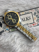Premium Two-Tone Chronograph Style Luxury Watch Black Dial – Men
