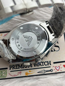 Premium Silver Chronograph Style Luxury Watch Black Dial – Men
