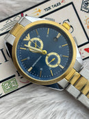 Premium Two-Tone Chronograph Style Luxury Watch Blue Dial – Men